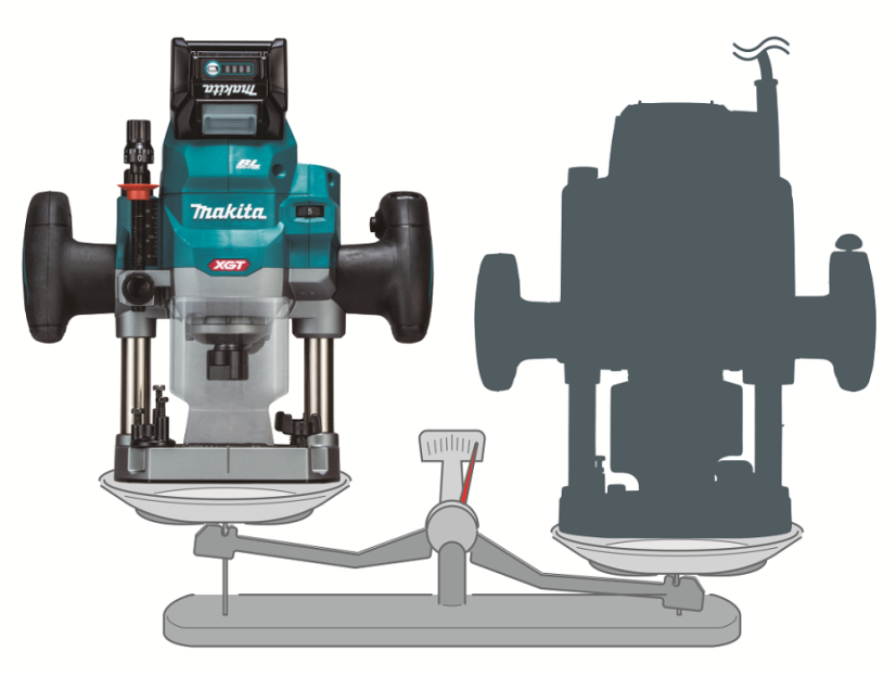 Makita RP001GZ aku vrchní frézka s regulací  Li-ion XGT 40V, bez aku