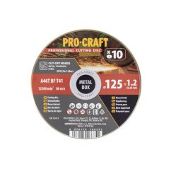 Procraft CD125x1,2b sada řezných kotoučů na kov 10ks 125x1.2mm