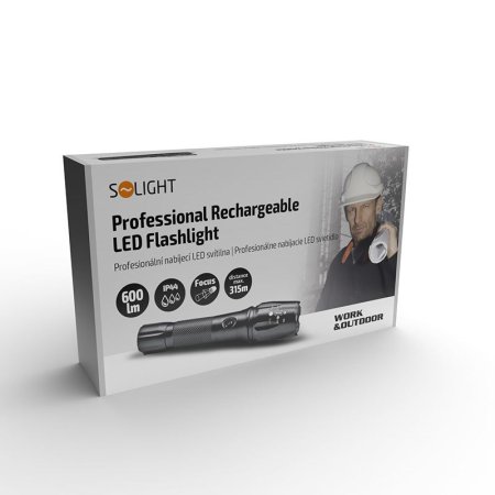 Solight WN13 profesionální nabíjecí LED svítilna, T6 XML Cree LED, 600lm, Li-Ion