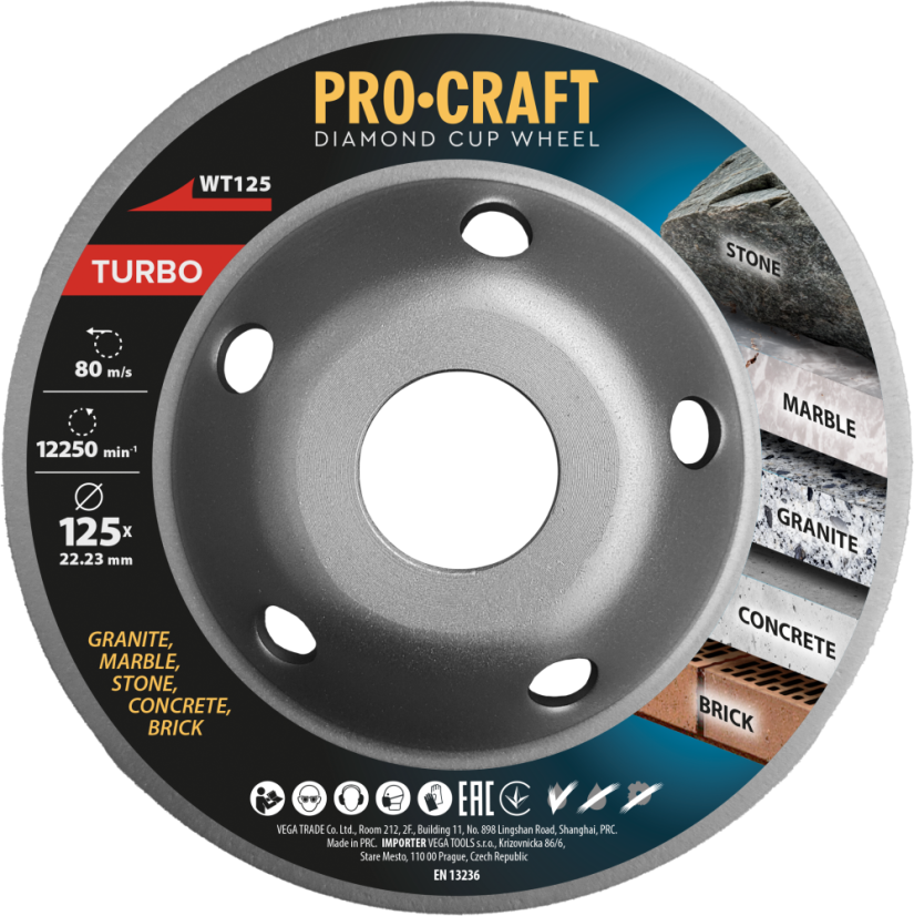 Procraft WT125 diamantový brusný kotouč turbo 125mm