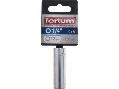 FORTUM 4701525 hlavice nástrčná prodloužena 1/4", 12mm, L 50mm