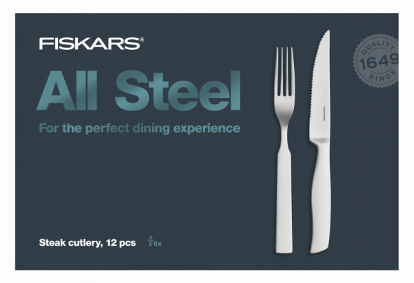 Fiskars 1054800 Sada steakových příborů All Steel 12 ks