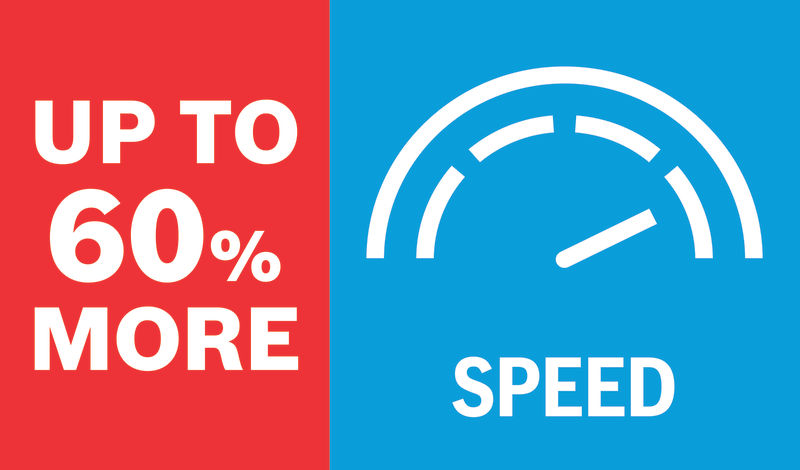 Až o 60 % vyšší rychlost.