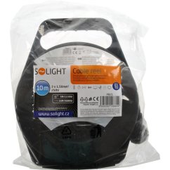 Solight PB21 prodlužovací přívod na bubnu, 4 zásuvky, 10m, černý kabel, 3x 1,5mm2