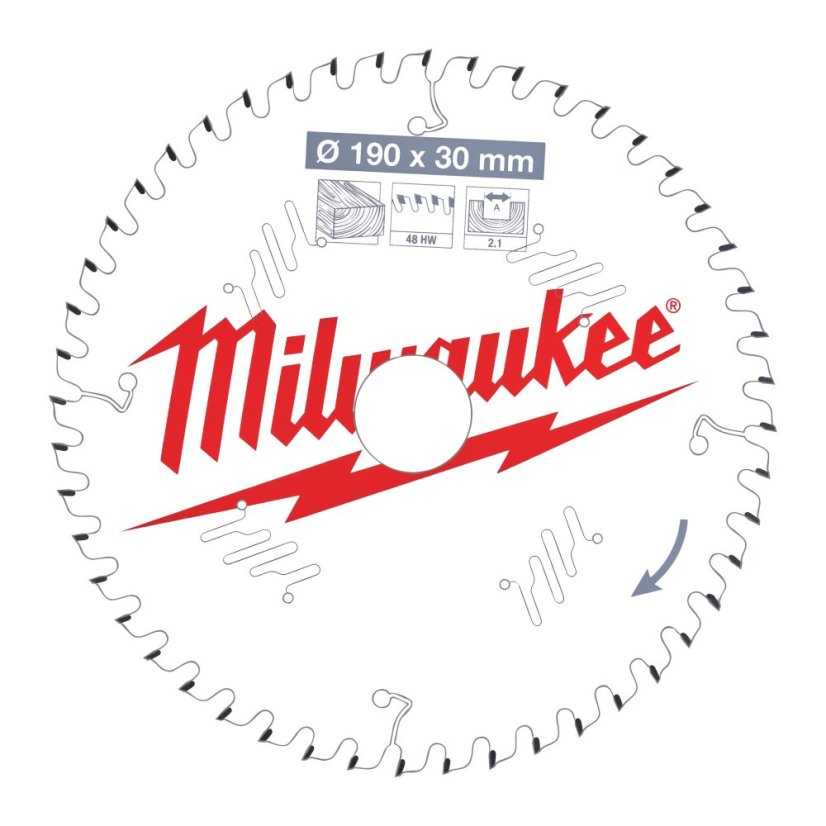 Milwaukee190x30x2.1x48ATB  kotouč pilový dřevo 4932471380