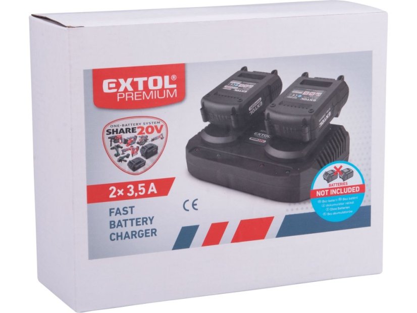 EXTOL PREMIUM 8891894 nabíječka SHARE20V, 2x3,5A