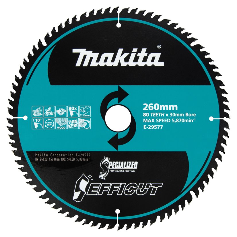 Makita E-29577  260x2.15x30mm 80Z  kotouč pilový dřevo Efficut oldB-67290