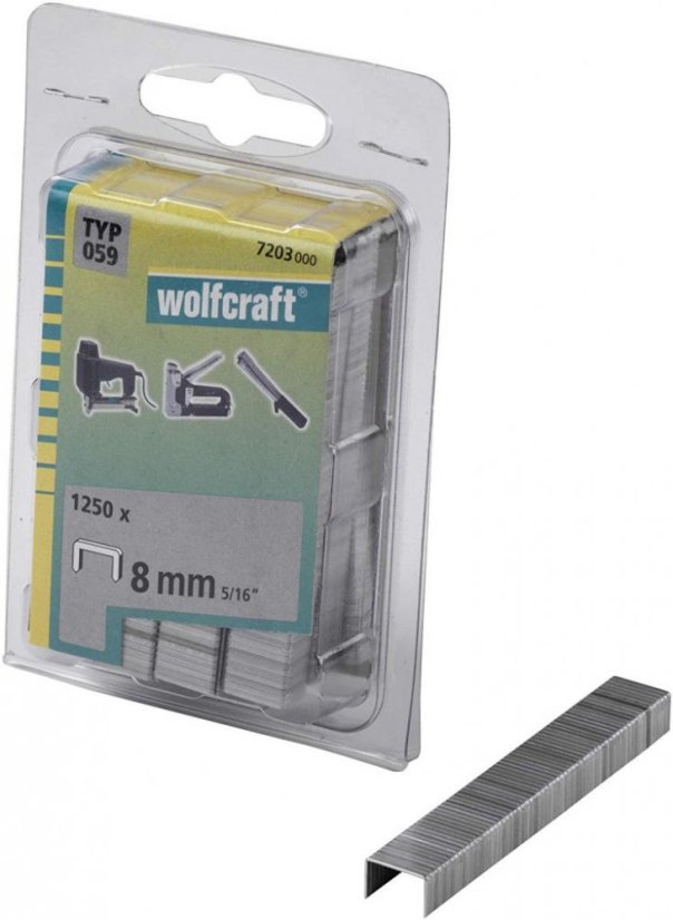 Wolfcraft široké sponky do sponkovačky výška 8 mm 1250 ks 7203000