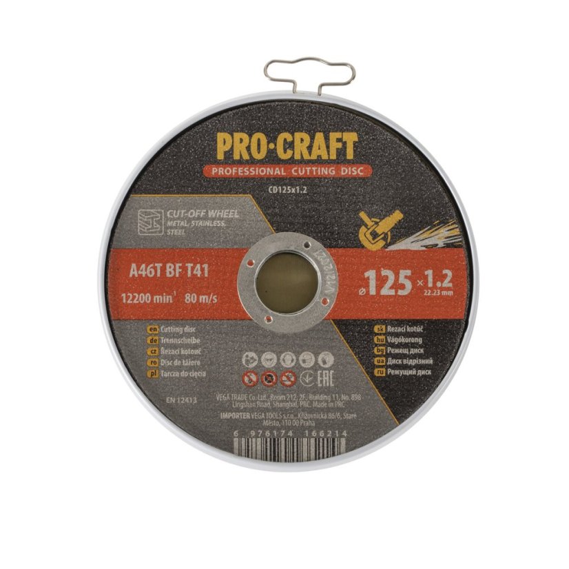 Procraft CD125x1.2b sada řezných kotoučů na kov 10ks 125x1.2mm
