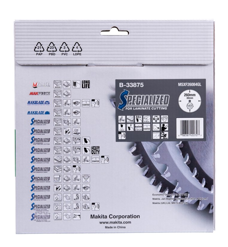 Makita B-33875 260x2.5x30mm 84Z kotouč pilový lamino SPECIALIZED= old B-29496