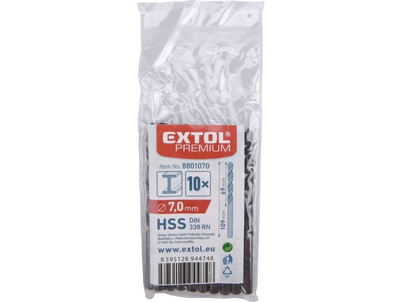 EXTOL PREMIUM 8801070 vrták do kovu HSS, bal 10ks, O 7,0mm