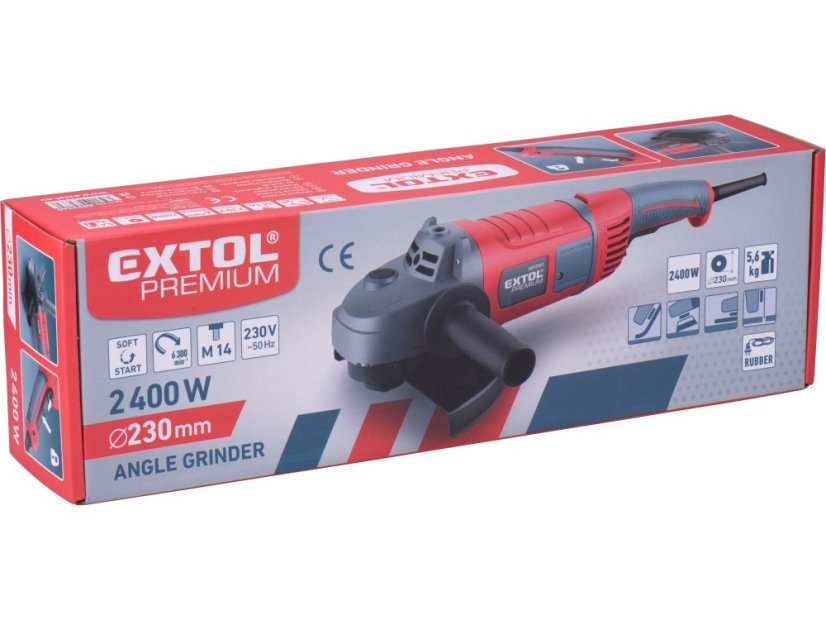 EXTOL PREMIUM 8892060 bruska úhlová, otočná rukojeť, 230mm, 2400W