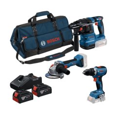 Bosch GSR 18V-65+GBH 18V-22+GWS 18V-8 aku sada nářadí 18V 2x 4Ah 0615A50094