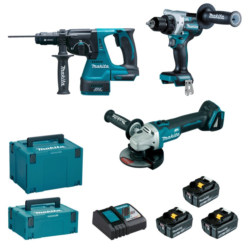 Makita DLX3202TJ aku sada DGA506+DHR243+DDF492 Li-ion LXT 18V 3x5Ah