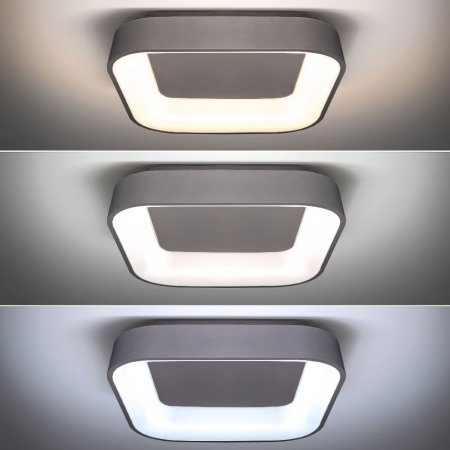 Solight WO769-G LED stropní světlo čtvercové Treviso, 48W, 2880lm, stmívatelné, dálkové ovládání, šedá