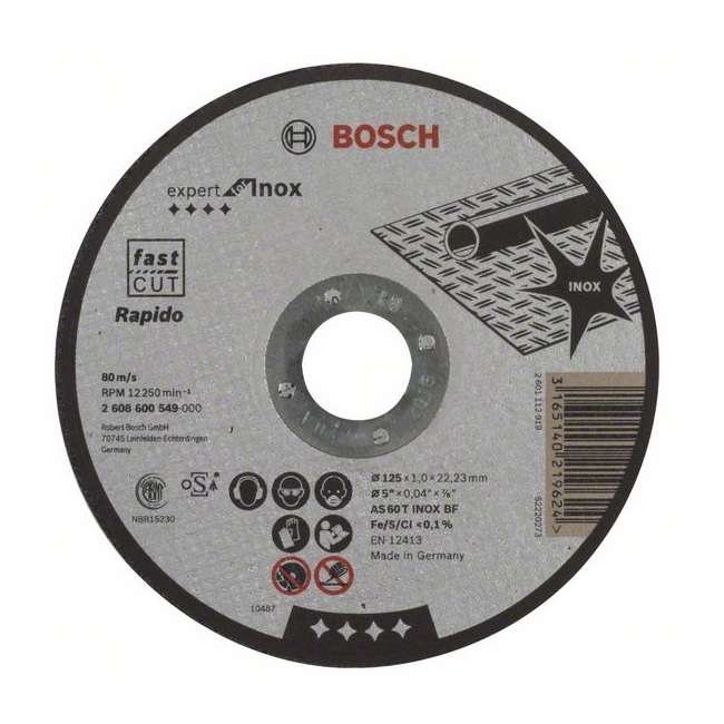 Bosch řezný kotouč 125x1x22,23 nerez, Expert for Inox Bosch řezný kotouč 125x1x22,23 nerez, Expert for Inox