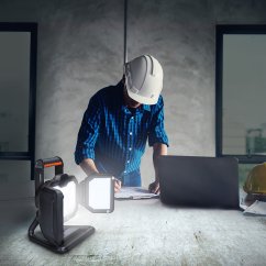 Solight WM-50W-RE LED reflektor 50W, přenosný, nabíjecí, 5000lm, oranžovo-černý