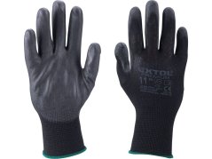 EXTOL PREMIUM 8856638 rukavice z polyesteru polomáčené v PU, černé, velikost 11"