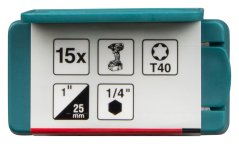 Makita E-25987 torzní bit T40 Impact Premier (C-form) 25mm 15 ks