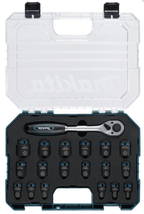 Makita E-30069  19 dílná sada nástrčných klíčů  1/2 čtyřhran IMPACT BLACK v plastové krabičce