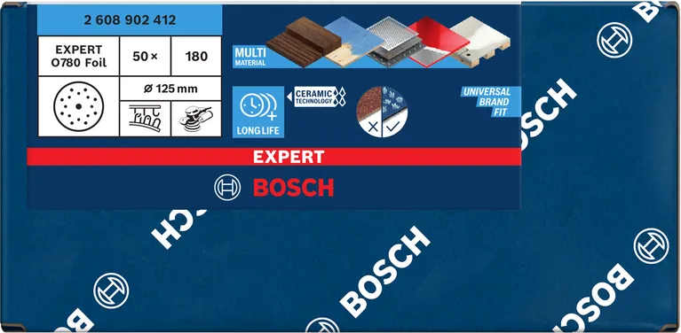 Bosch brusný kotouč EXPERT O780 s fólií, 125 mm, G180, 50ks 2608902412