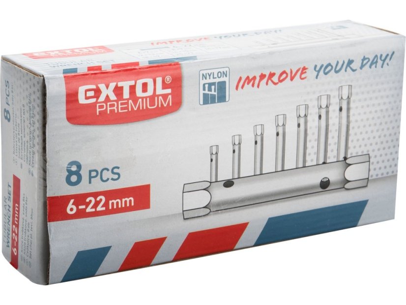 EXTOL PREMIUM 8816370 klíče trubkové, sada 8ks, 6-22mm, CrV