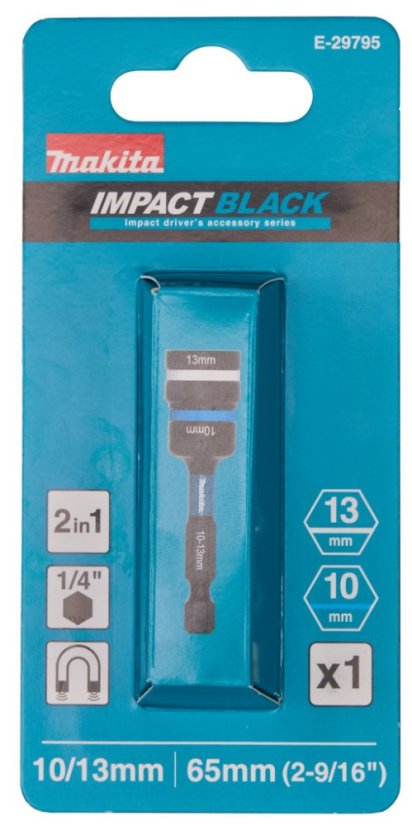 Makita E-29795 klíč nástrčný 2v1 s držákem šestihran 65mm IMPACT BLACK 10-13mm