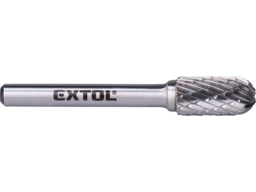 EXTOL INDUSTRIAL 8703724 fréza karbidová, válcová s kulovým čelem, pr.10x20mm/stopka 6mm,sek střední (double-cut)