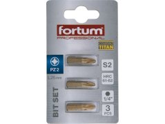FORTUM 4741372 hrot křížový pozidriv, sada 3ks, PZ 2x25mm,titan. úprava, S2