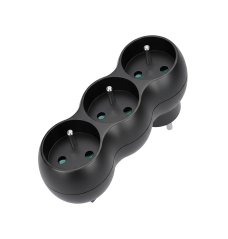 Solight P101B rozbočka s podpěrou, 3 x 10A, matná černá