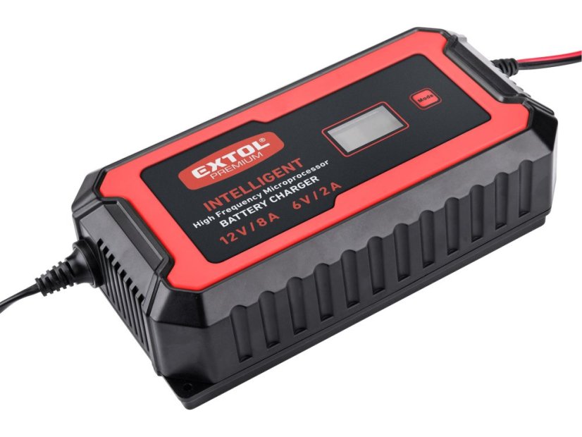 EXTOL PREMIUM 8897303 autonabíječka 9 stupňová, řízená mikroprocesorem, 12V/6V, 8A