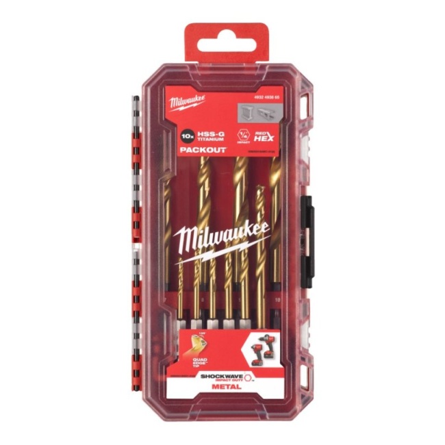 Milwaukee ELVINSET32 M18 FID3-502X aku rázový utahovák HEX 1/4" 226 Nm + 10 dílná sada vrtáků 2x 5Ah  M18 B5 4933479865