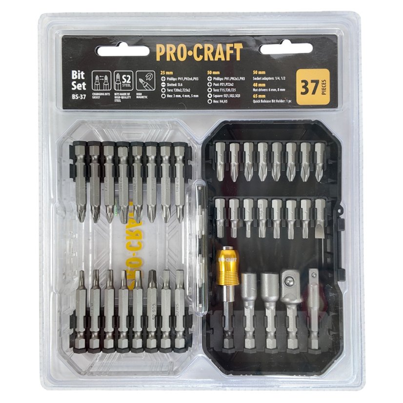 Procraft PA18ProBL aku příklepový šroubovák 20 V 2x4Ah + sada bitů