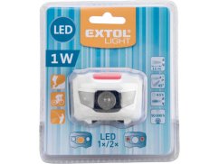 EXTOL LIGHT 43102 čelovka 40lm, 1W + 2 červené LED, ABS plast