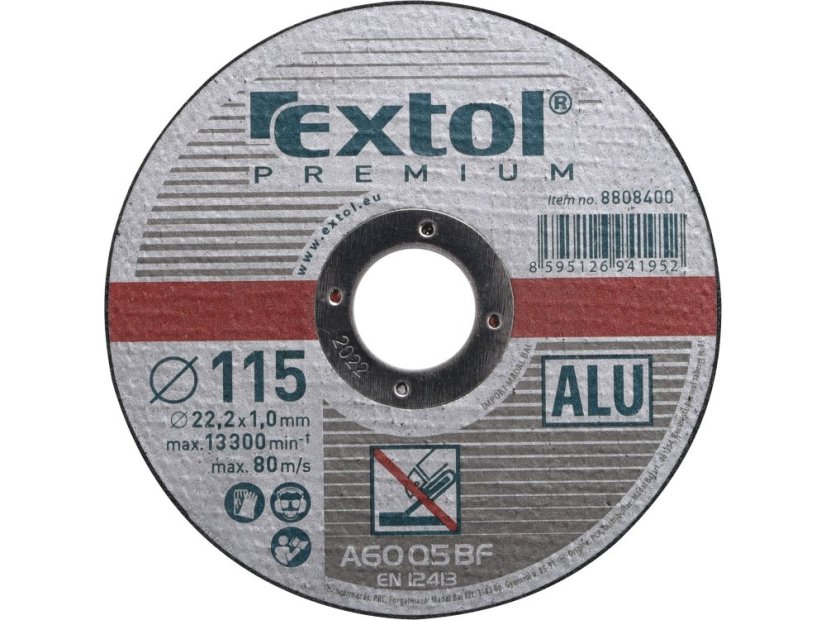 EXTOL PREMIUM 8808400 kotouč řezný na hliník, O 115x1,0x22,2mm EXTOL PREMIUM 8808400 kotouč řezný na hliník, O 115x1,0x22,2mm