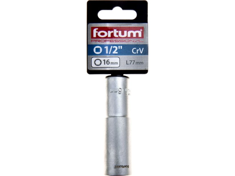 FORTUM 4700516 hlavice nástrčná prodloužená 1/2", 16mm, L 77mm
