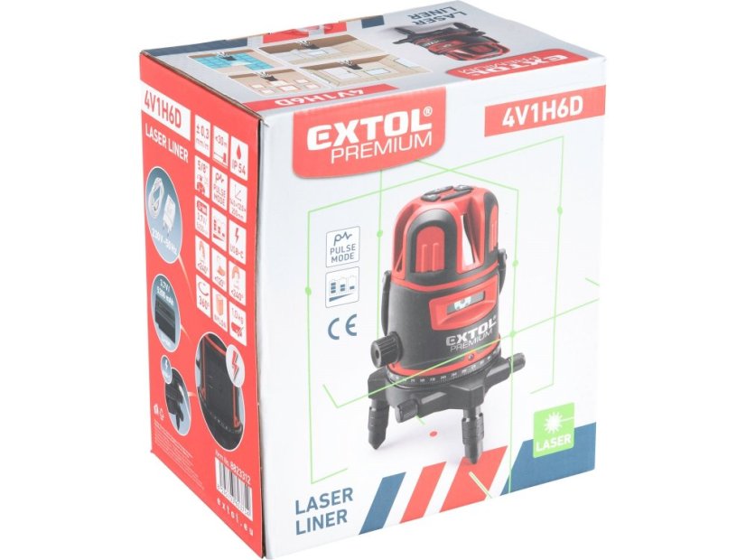 Extol Premium 8823312 laser zelený liniový, křížový samonivelační