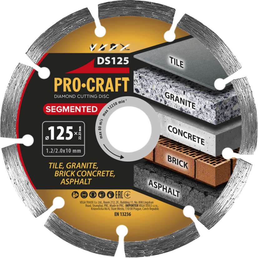 Procraft DS125 diamantový řezný kotouč segmentový 125mm