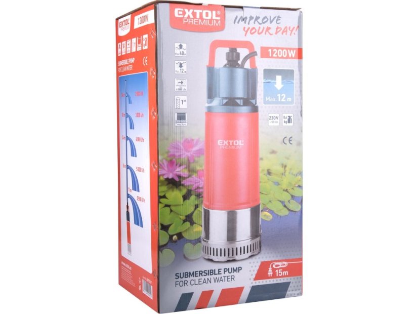 EXTOL PREMIUM 8895017 čerpadlo/vodárna ponorné tlakové, 1200W, 6000l/h