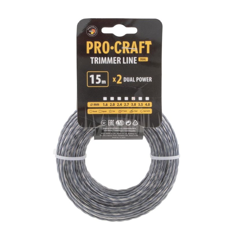 Procraft SP/J-3/15 struna žací s výstuhou 3mm 15m spirála