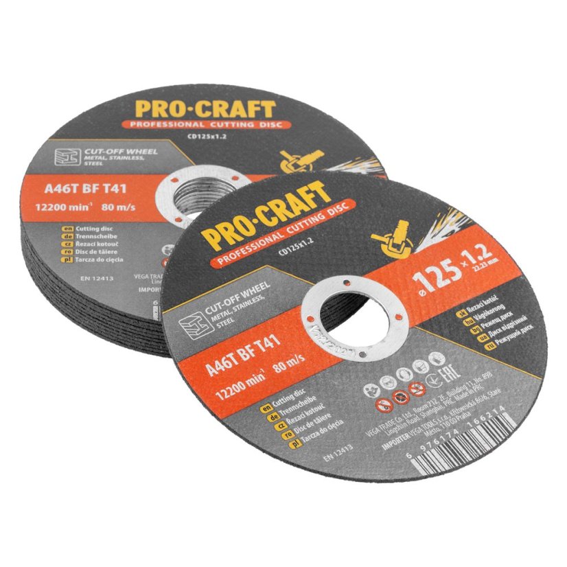 Procraft CD125x1.2b sada řezných kotoučů 125x1,2mm 10ks