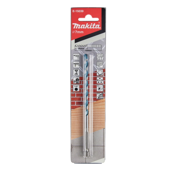 Makita E-15039 TCT vrták pro multimateriál 7x150mm stopka šestihran 1/4"