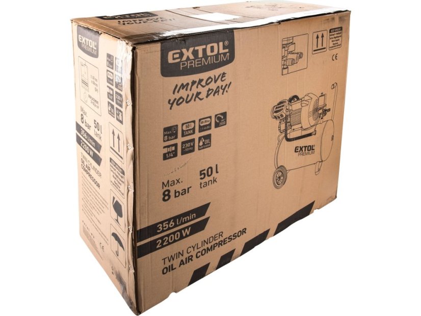 EXTOL PREMIUM 8895320 kompresor olejový, 2200W, 50l