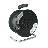 Solight PB02 prodlužovací přívod na bubnu, 4 zásuvky, 50m, černý kabel, 3x1,5mm2