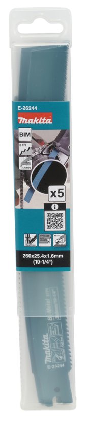Makita E-26244 pilový list BiM 260x1.6mm, 8Z, 5ks special zahnutý JR003G