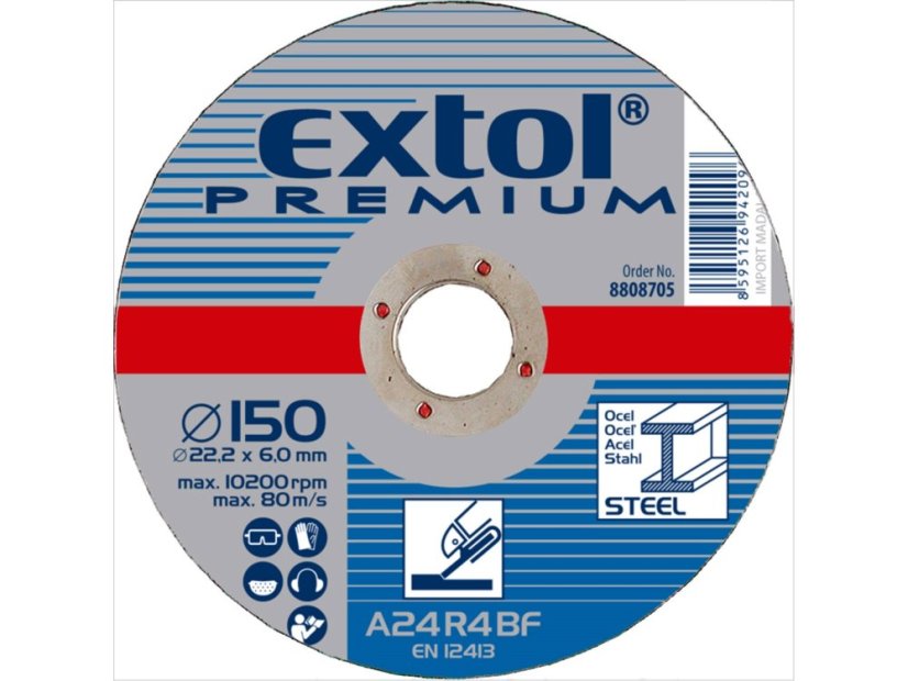 EXTOL PREMIUM 8808705 kotouč brusný na ocel, O 150x6,0x22,2mm