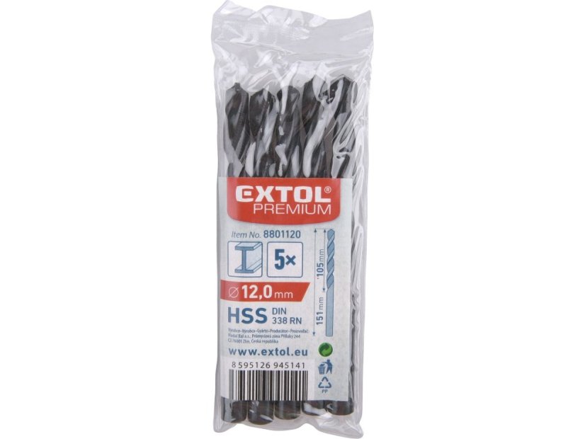 EXTOL PREMIUM 8801120 vrták do kovu HSS, bal 5ks, O 12,0mm