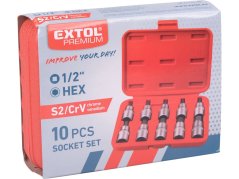 EXTOL PREMIUM 8818120 hlavice zástrčné IMBUS, sada 10ks, 1/2", CrV/S2