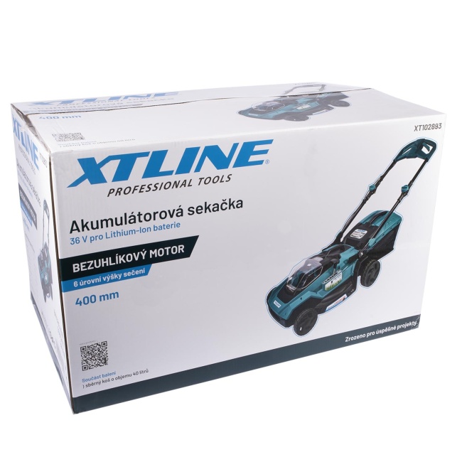 XTLINE XT102893-2B4 aku sekačka 400 mm bezuhlíková 2x18V + 2 baterie 4.0 Ah + nabíječka 3.0 A