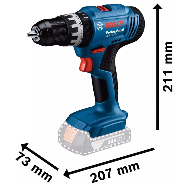Bosch GSB 18V-25 aku příklepový vrtací šroubovák 18V 2x2Ah 06019K9308